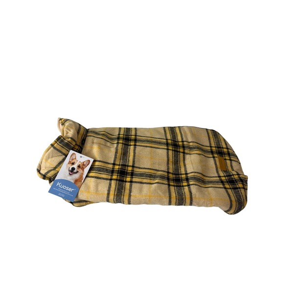 Kuoser Dogs‎ Size M Quilted Vest Jacket Reversible Yellow Plaid And Cream New - Picture 4 of 7